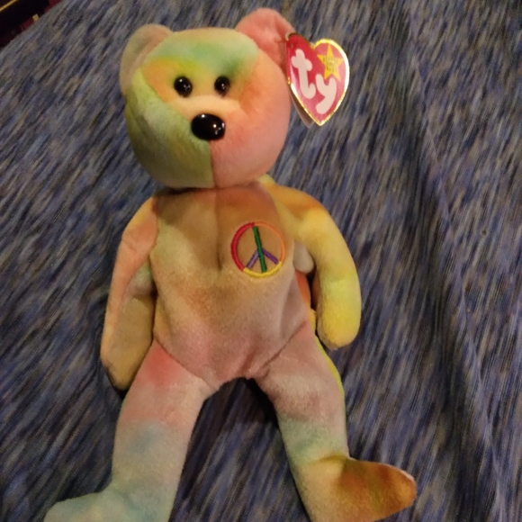 TY Beanie Baby Peace Bear - Picture 1 of 4